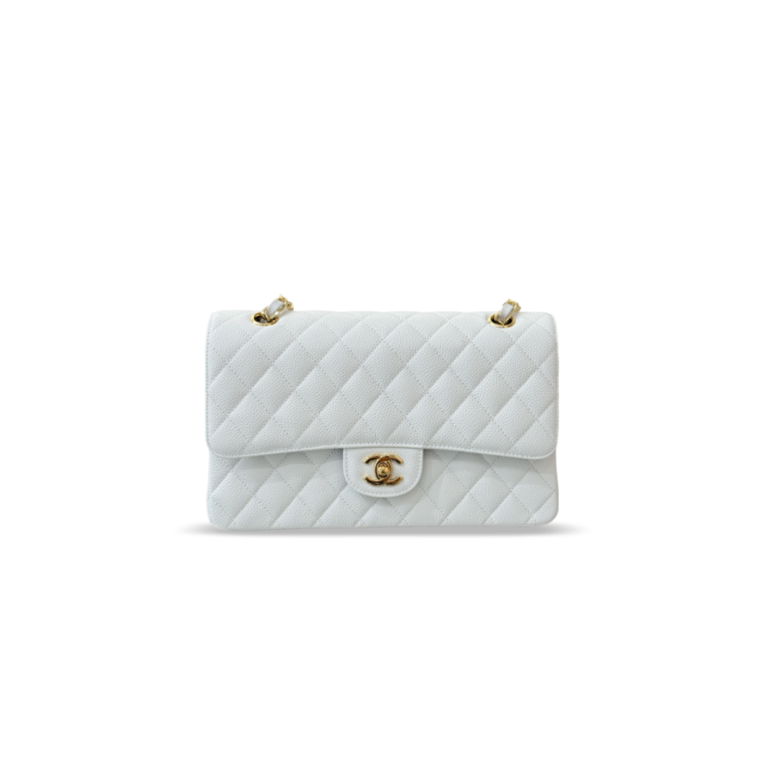 Ch**el master medium classic flap light gold buckle (25.5*15.5*6.5cm)